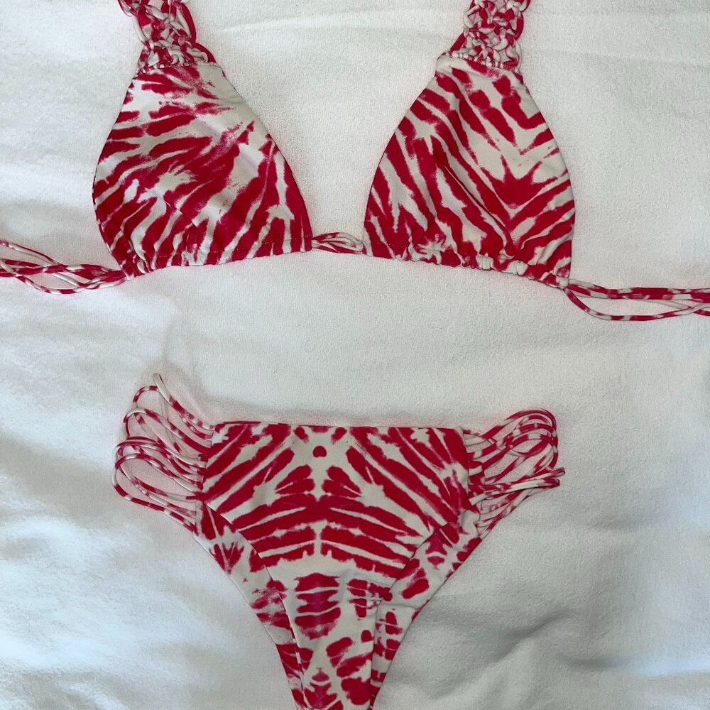 Mikoh strappy pink zebra print bikini
